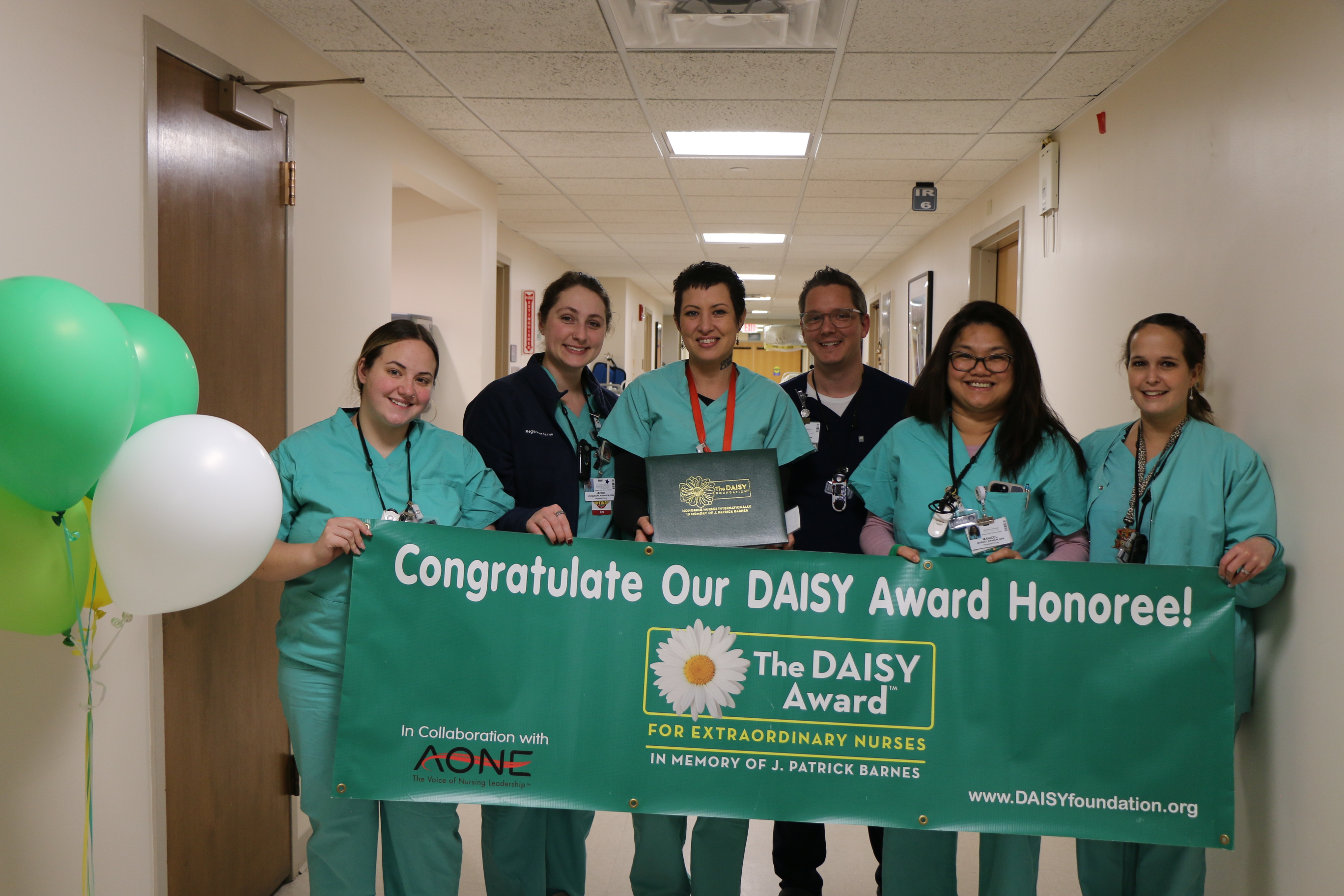 The Interventional Radiology team at Champlain Valley Physicians Hospital celebrates the DAISY Award presented to colleague Jesse Murnane, RN during a surprise ceremony.