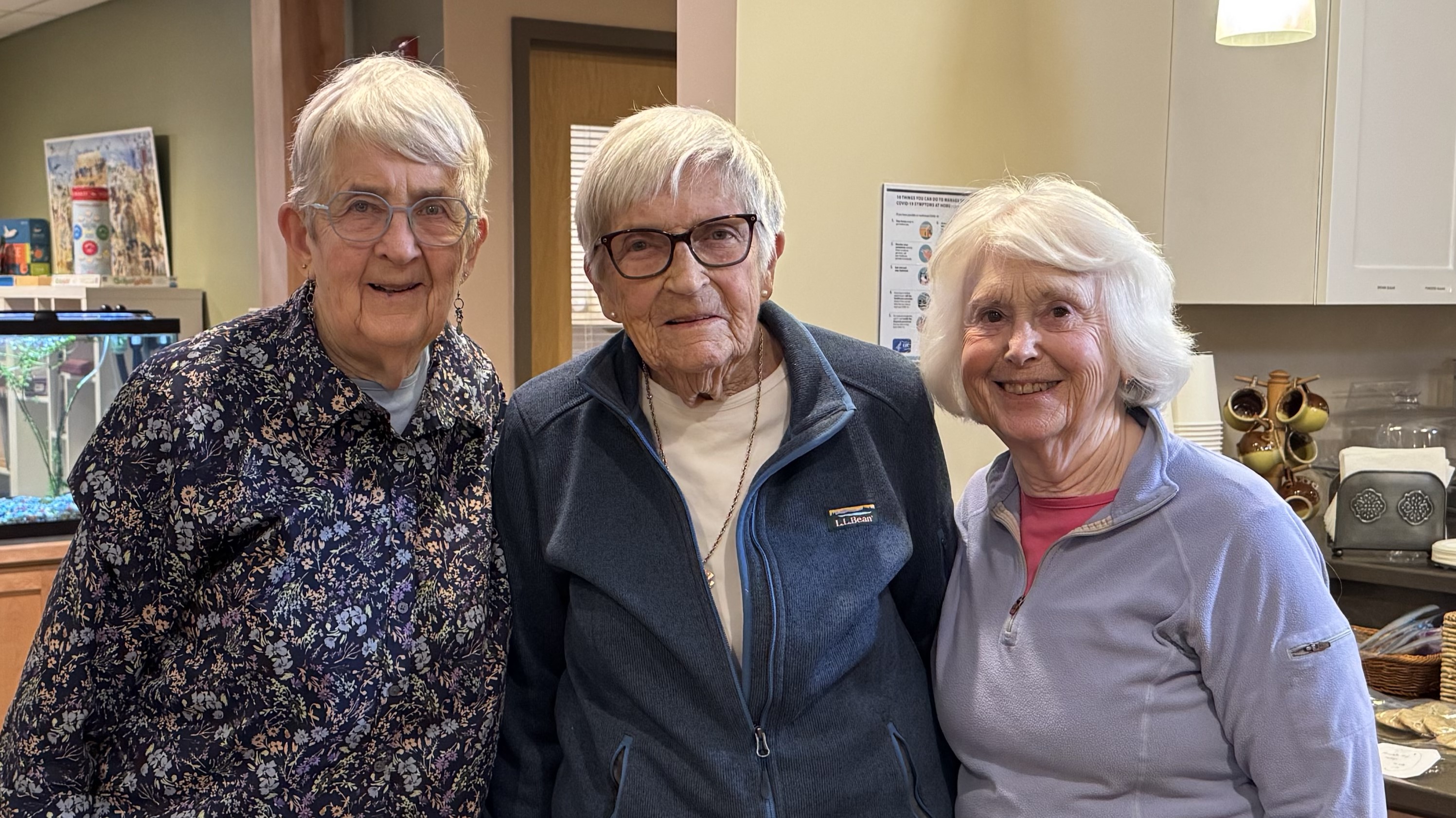 Lil Venner of Burlington, Jan Watt of Essex Junction and Charlotte Kenney of Essex at UVM Health – Home Health & Hospice’s McClure Miller Respite House. Together, they have provided more than 135 years of hospice volunteer service. 