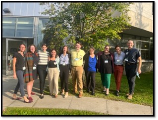 Group photo of Pediatrics Residents outside of UVM Medical Center's Dana Library