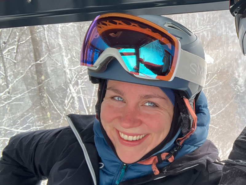 Kathryn Oskar on a ski lift