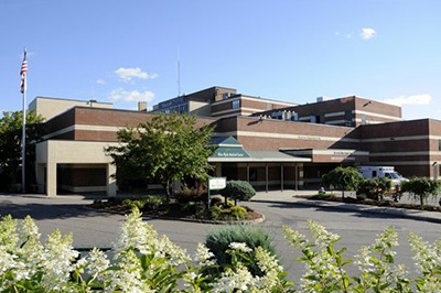A photograph of the front of Alice Hyde Medical Center.