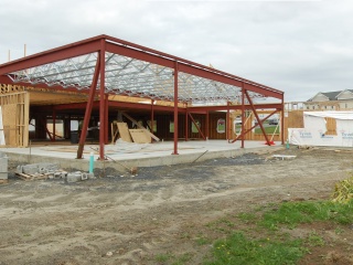 Exterior construction photo of the CVMC aquatic center