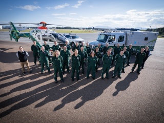Group photo of the HealthNet Critical Care Transportation team at UVM Health.