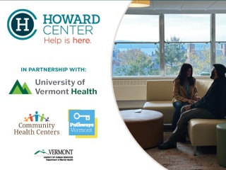Promotional flyer for the partnership between the Howard Center and UVM Health.