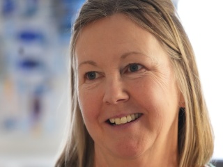 Portrait of Darlene Hester, an ICU nurse, at UVM Medical Center.