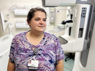 Portrait of Taylor Clark at work in the hospital.