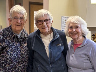 Lil Venner of Burlington, Jan Watt of Essex Junction and Charlotte Kenney of Essex at UVM Health – Home Health & Hospice’s McClure Miller Respite House. Together, they have provided more than 135 years of hospice volunteer service. 