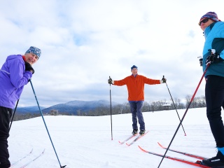 Louis and Nancy Gadreau nordic ski with friend Maureen White.
