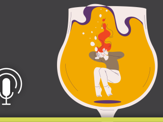 Illustration of a woman in a wine glass.