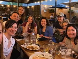 Residents eating at a restaurant outside