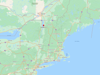 Burlington highlighted on a map of Northeast and Canada