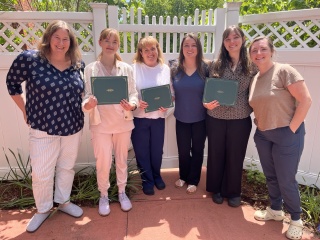 Group photo of Lila Cilwik, BSN, RN, hospice nurse case manager; Sarah Carter, RN, community hospice nurse; and Kelly Fridinger, RN, hospice clinical team manager. Carter served as Cilwik's preceptor during her year-long nurse residency. 