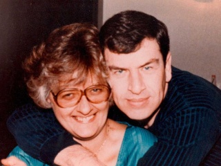 CVPH patients Bonnie and Phil Smith hug for a photo.