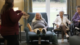 Residents participate in a council meeting at Alice Hyde Medical Center’s Alice Center Assisted Living in Malone, NY.