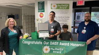 Frank Maggio, RN, receives the DAISY Award at Alice Hyde Medical Center