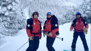 Jamie Carroll and the Stowe Mountain Resort Ski Patrol team.
