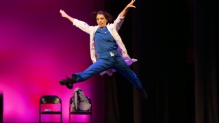 Rebecca Bell, MD, a physician at UVM Children's Hospital, dances in a charity competition.