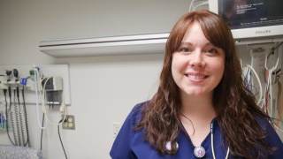 Portrait of nurse Kayla Ouimet at Alice Hyde Medical Center.