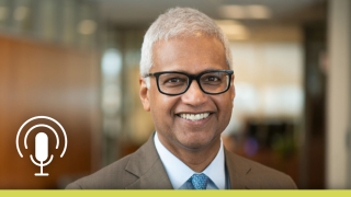 Close up candid photo of Sunny Eappen. 