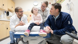Pediatric patient Nora McDougall with her care team at Golisano Children's Hospital.