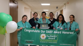 The Interventional Radiology team at Champlain Valley Physicians Hospital celebrates the DAISY Award presented to colleague Jesse Murnane, RN during a surprise ceremony.