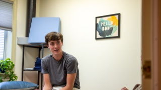 Kian Ruid at a physical therapy appointment.