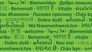 Graphic of translated languages of the word "Welcome"