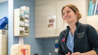 Ericka Charkalis, NP, in the cardiac intensive care unit at UVM Medical Center.