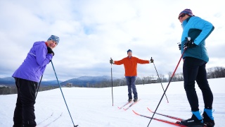 Louis and Nancy Gadreau nordic ski with friend Maureen White.