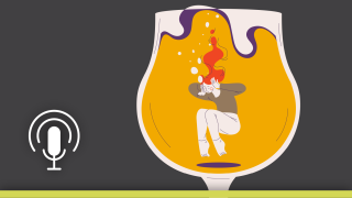 Illustration of a woman in a wine glass.