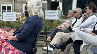 Longtime volunteers Pam Macpherson, Anne Quinn and Peg Maffitt attend the celebration of McClure-Miller Respite House’s 10th Anniversary in Colchester.