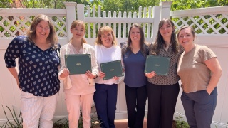 Group photo of Lila Cilwik, BSN, RN, hospice nurse case manager; Sarah Carter, RN, community hospice nurse; and Kelly Fridinger, RN, hospice clinical team manager. Carter served as Cilwik's preceptor during her year-long nurse residency. 