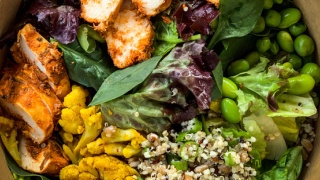 Chicken quinoa spinach salad.