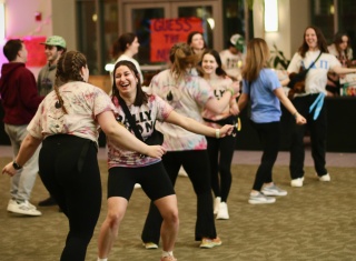 Participants dance at the miracle network dance marathon.