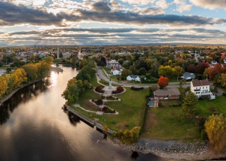 Aerial panorama of Plattsburgh in the northern part of New York State.