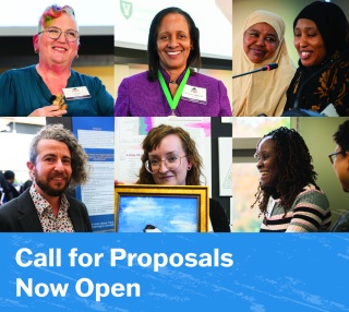Photo of smiling faces for Health Equity Summit Call for Proposals graphic.