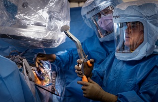 Michael Blankstein, MD, performs hip replacement surgery at UVM Medical Center.