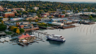 Aerial photo of Burlington, Vermont's waterfront.