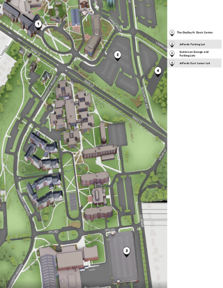 Map of Davis Center parking at University of Vermont.