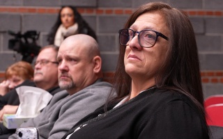 Michelle and Charlie Hunt during a ceremony at Beekmantown Middle School on Friday, January 30, 2026. 