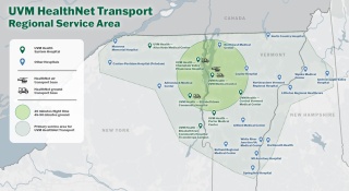 Map of the HealthNet Transport Service Area.