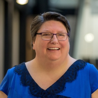 Portrait of Sharon Whitaker.