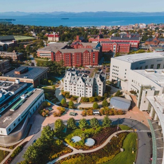 Aerial photo of UVM Medical Center campus.