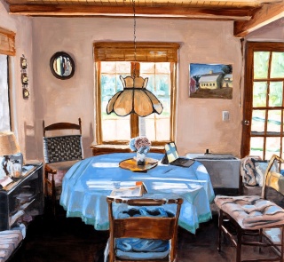 Cropped photo of a painting by Andrea Poe, titled Chap Judy.