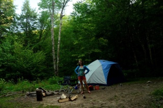 Diagnostic Radiology Resident Danielle Kostrubiak standing in front of tent