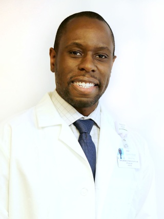 Headshot of Sholabomi Oyewole Eletu, MD, an Internal Medicine Physician and Hospitalist.