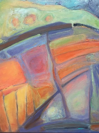 In Search of Radiance oil painting by Maggie Neale is a colorful canvas of many colors
