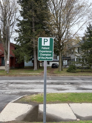 A special parking space is reserved for staff members that are recognized for their patient care at Alice Hyde Medical Center.