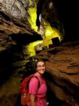 Caroline Hazapis, MD in a canyon
