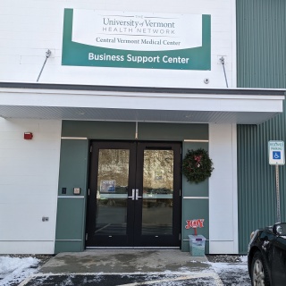 Front door of Central Vermont Medical Center's Business Support Center at 3 Home Farm Way.
